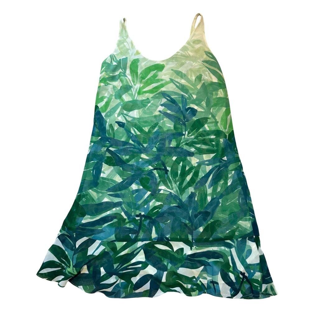 Cabi Castaway Green Leaf Tropical Print Coastal Women Sundress Boho Chic SM - Picture 2 of 8